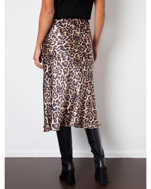 Threadbare Brown Satin Midi Skirt