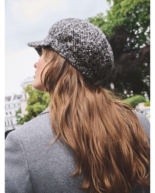 Next Gray Monochrome Herringbone Baker Boy Cap
