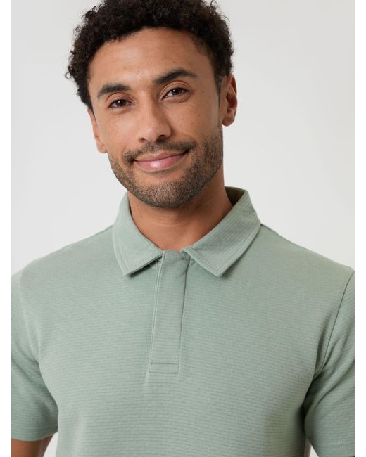 Threadbare Green Textured Hidden Placket Polo Shirt for men