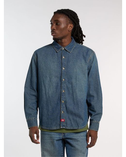 Dickies Blue Button Through Denim Shirt for men