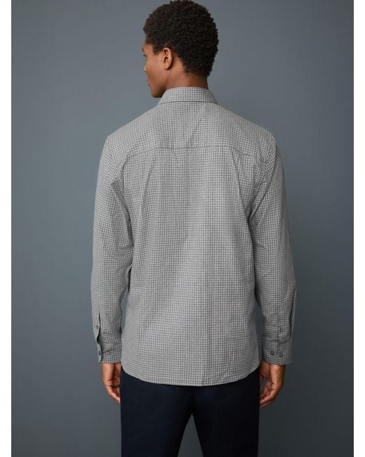 Next Gray Regular Fit Check Soft Touch 100% Cotton Smart Long Sleeve Shirt for men