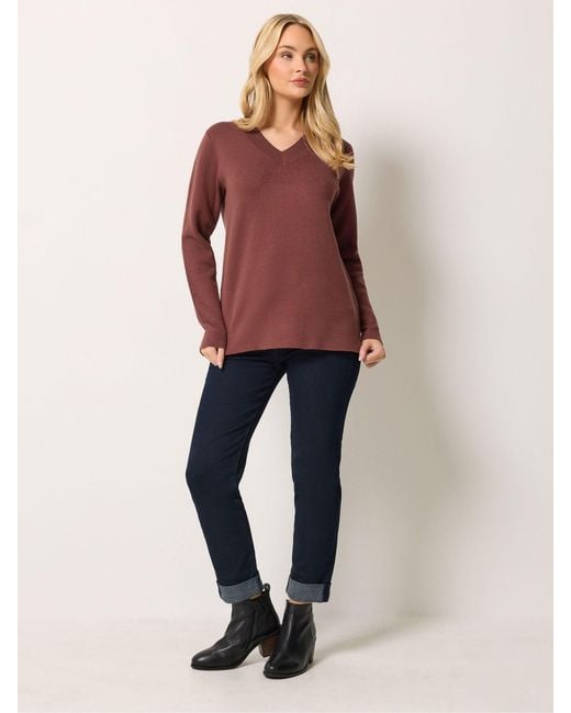 M Com Brown Premium V-Neck Jumper