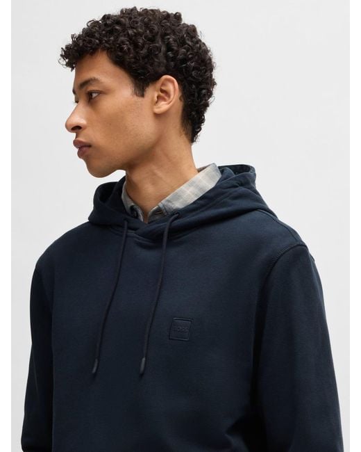 Boss Blue Regular-Fit Wetalk Logo Hoodie for men