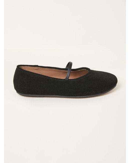 FatFace Black Fatface Suede Round Toe Ballerina Flats