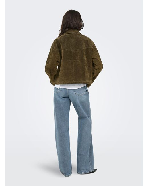 ONLY Green Suede Collared Jacket