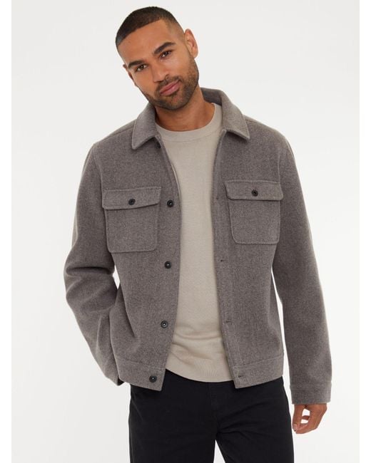 Threadbare Gray Brushed Button Up Shacket for men
