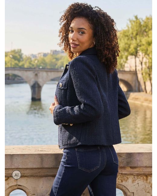 Sosandar Blue Boucle Jacket With Buttons