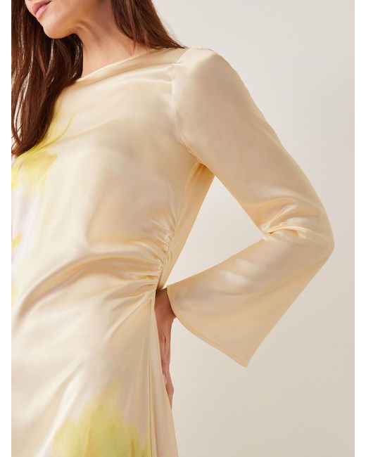 Monsoon Yellow Camile Floral Satin Midi Dress
