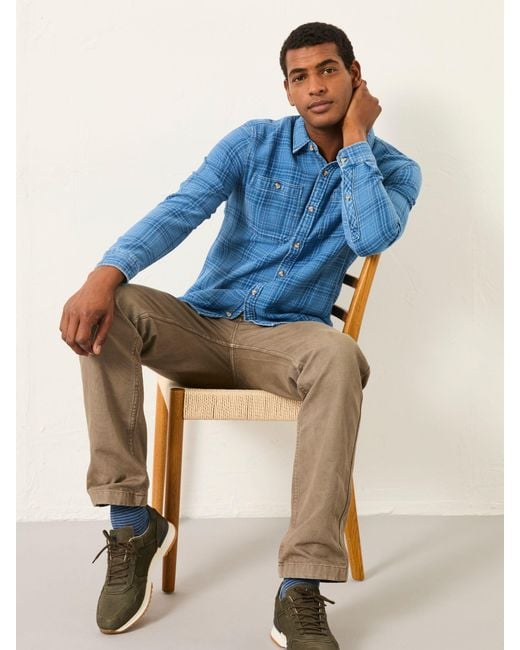FatFace Blue Fatface Watton Long Sleeve Check Shirt for men