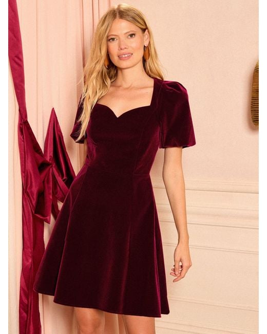 Womens Dresses Red Velvet Dress Mini Love Roses Women's Natural Velvet  Sweetheart Mini Dress