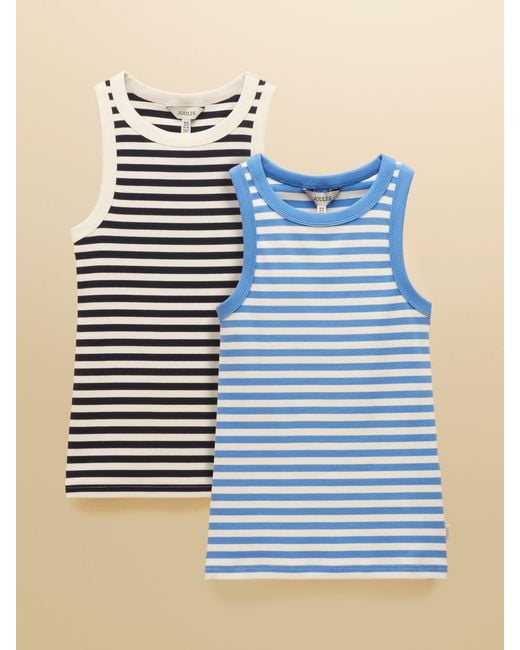 Joules Blue Sofia Ribbed Jersey Vests 2 Pack