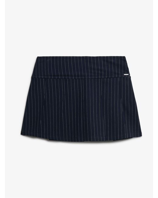 Superdry Blue Pinstripe Pleat Mini Skirt