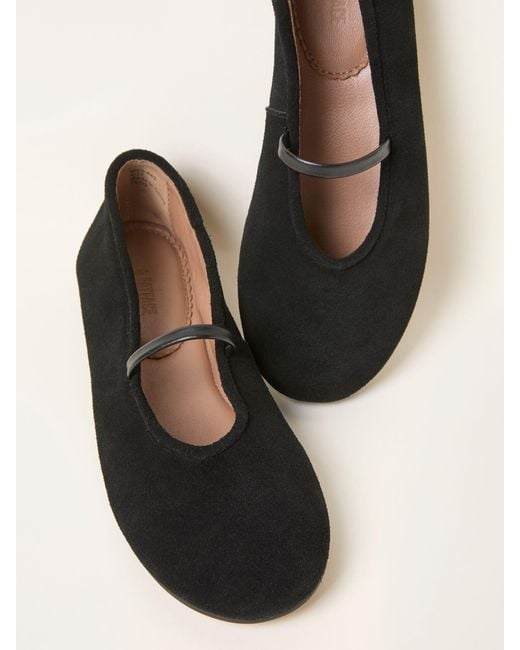 FatFace Black Fatface Suede Round Toe Ballerina Flats