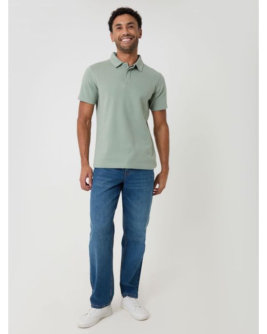 Threadbare Green Textured Hidden Placket Polo Shirt for men