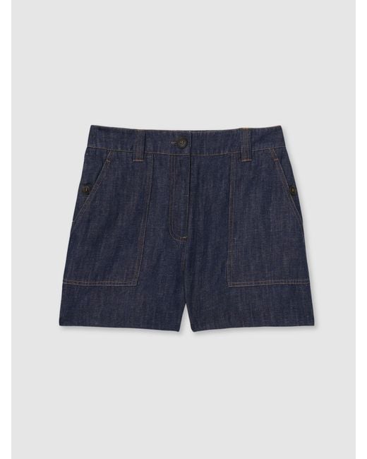 Reiss Blue Linen Chambray Shorts