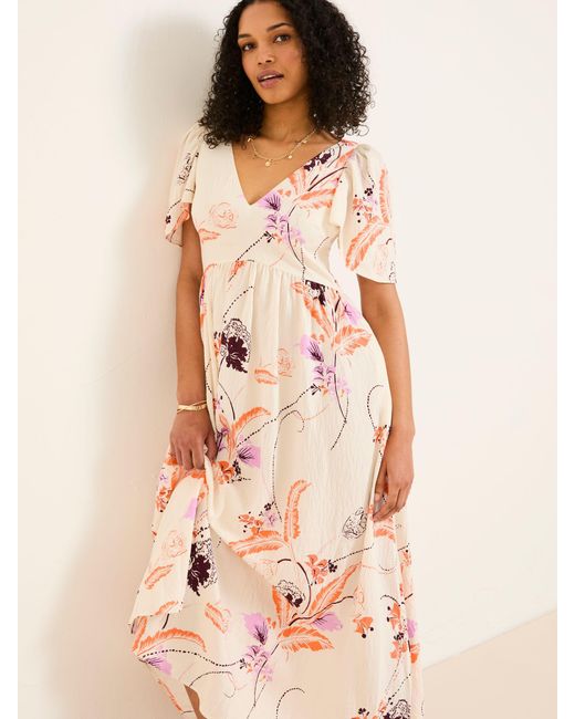 FatFace Pink Fatface Marlowe Gathered Sleeve Printed Maxi Dress