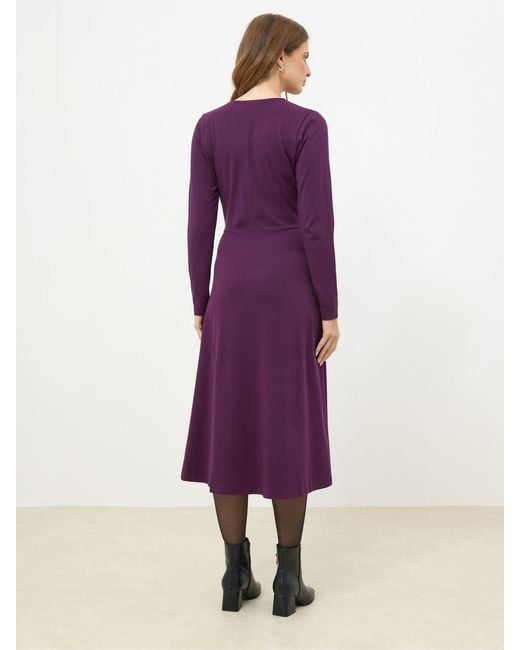 M Com Purple Long Sleeve Wrap Dress