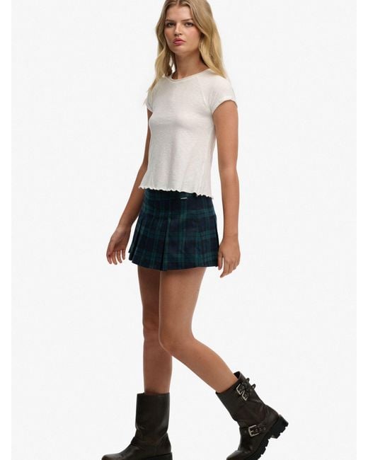 Superdry Blue Mini Pleated Skirt