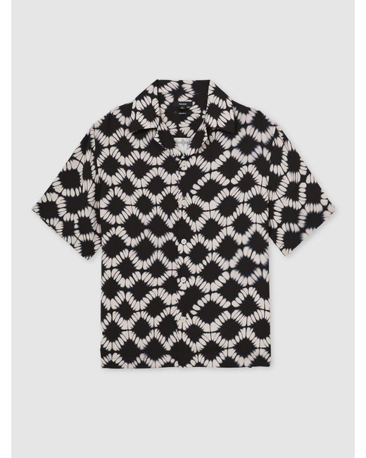 Reiss Black Abstract Floral Print Cuban Shirt for men
