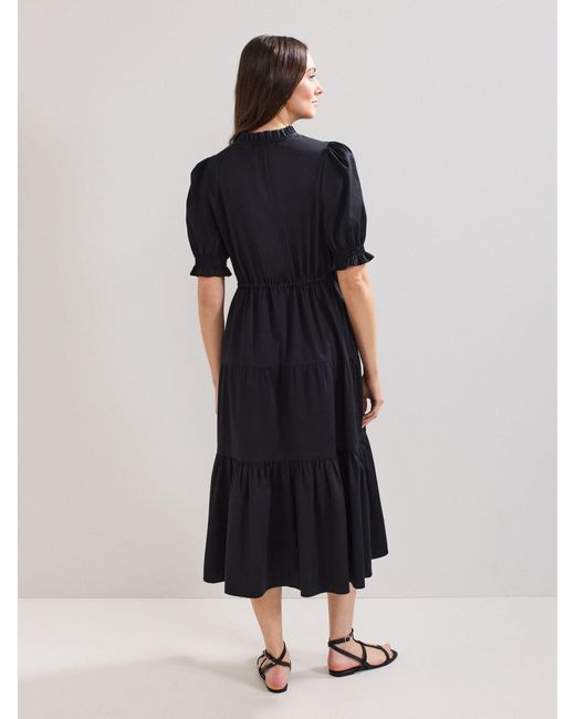 Phase Eight Black Jen 100% Cotton Midi Dress