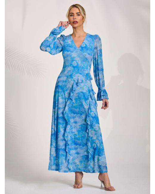 chinese dress ladies Jolie Moi Nancy Long Sleeve Maxi Dress, Pink Geo  Jolie Moi Retail