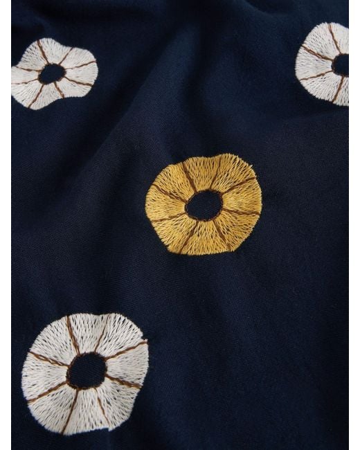 White Stuff Blue Embroidered Scarf
