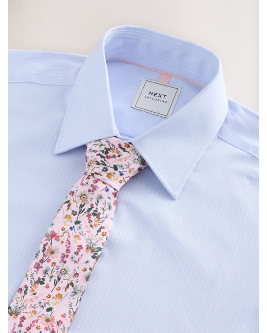 Next Blue Slim Fit Occasion Shirt And Tie Set for men