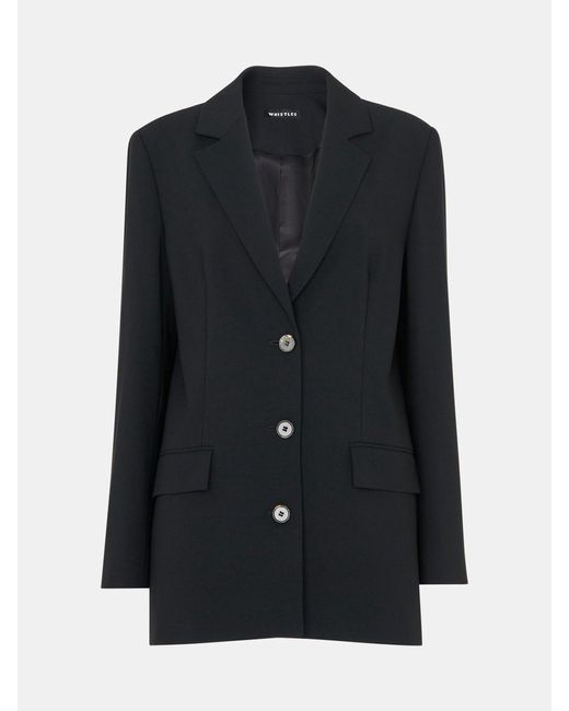 Whistles Black Amelie Blazer Aus Wollmischungeu 36 (Uk 8)