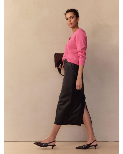 Next Black N. Premium Real Leather Pencil Skirt