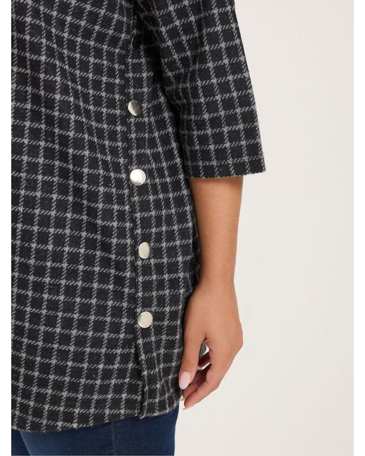 Yours Curve Gray Checked Side Button Top