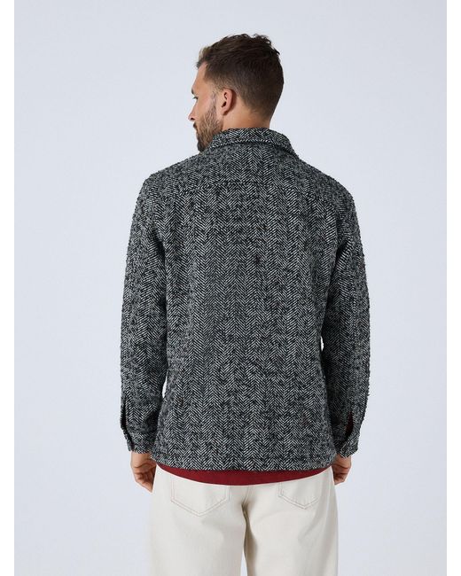 Next Gray Herringbone Check Shacket for men