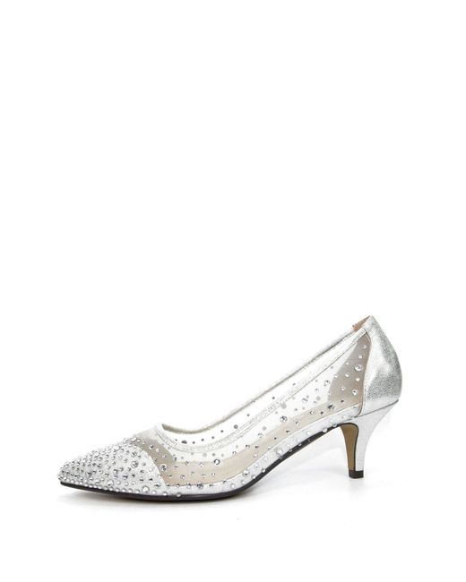 Lunar White Gemstone Kitten-Absatz Schuhe