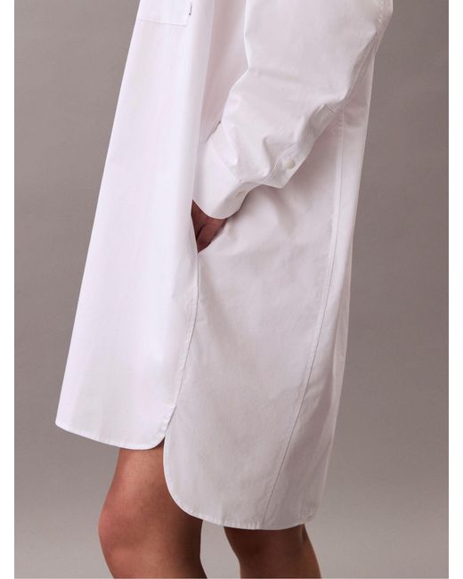 Calvin Klein White Oversized Cotton Mini Shirt Dress