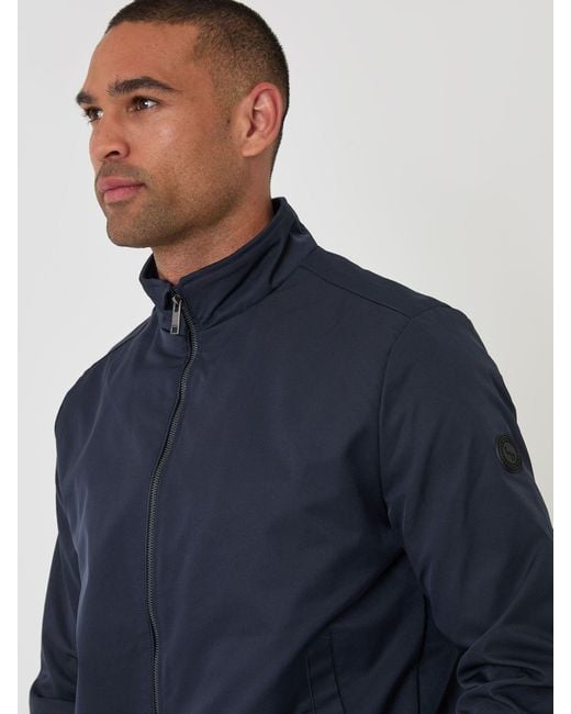 Threadbare Blue Showerproof Zip Up Harrington Jacket for men