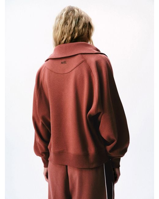 Self Red Rust Half Zip Sweatshirt