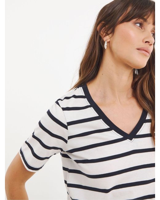 JD Williams Blue 100% Cotton V-Neck T-Shirts 3 Pack