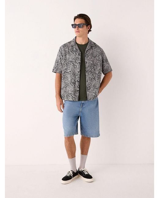 Next Gray Paisley Jacquard Printed Short Sleeve Shirt for men