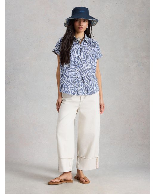White Stuff Blue Orla Cotton Button Through Shirt