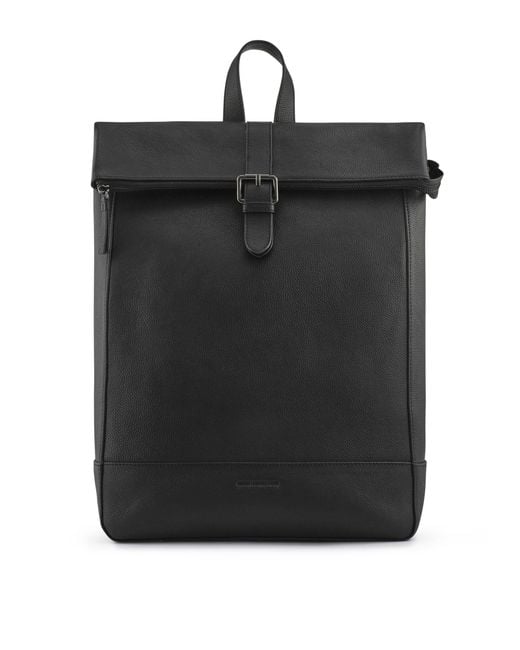 Jones Bootmaker Black Leather Uphall Backpack for men