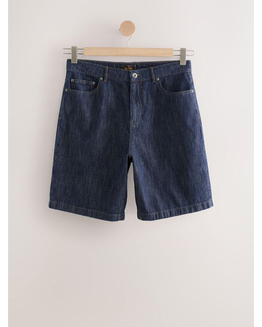 Next Blue 100% Cotton Stripe Denim Shorts for men