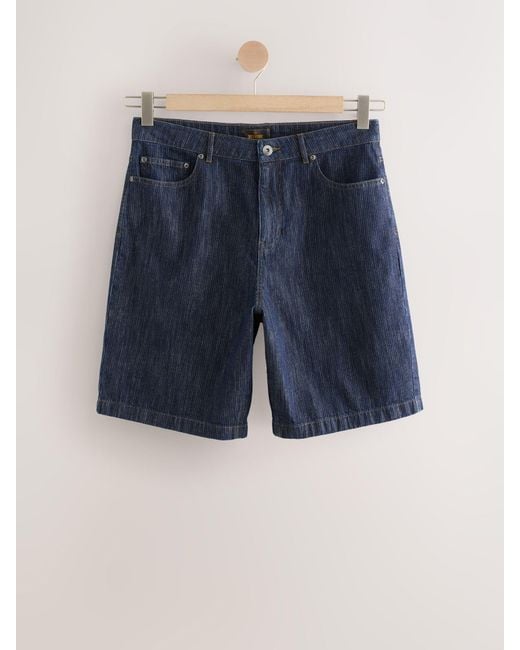 Next Blue 100% Cotton Stripe Denim Shorts for men