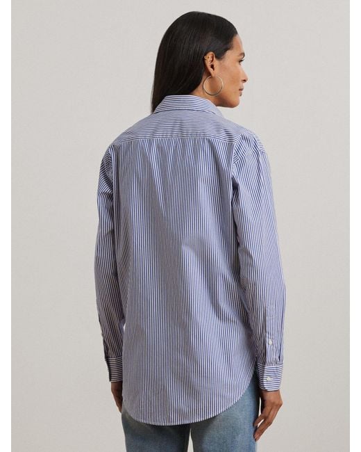 Ralph Lauren Blue Kotta Relaxed Fit Striped Stretch Cotton Shirt