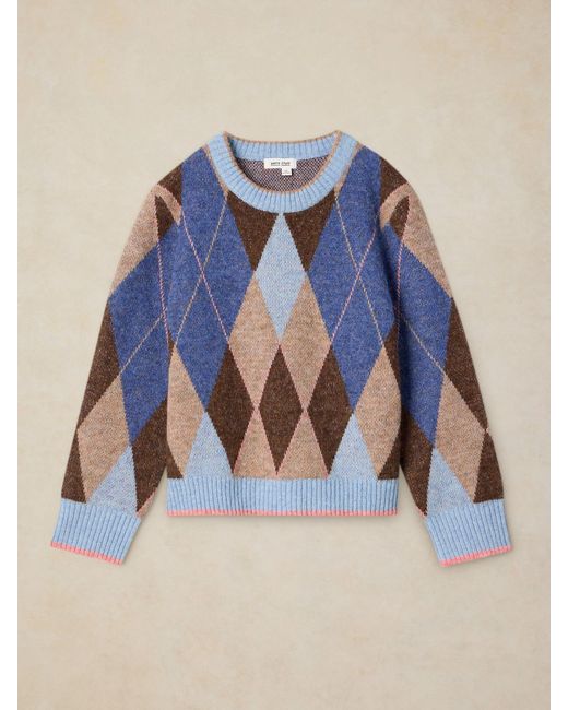 White Stuff Blue Argyle Jumper