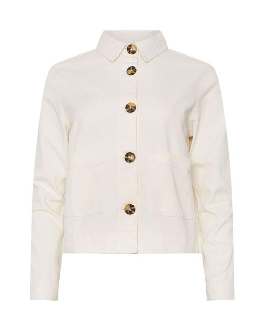 M Com White Twill Shacket