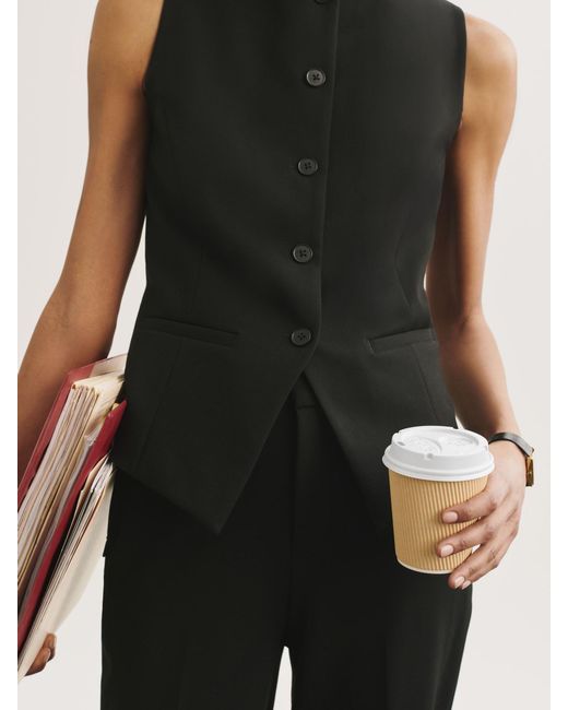 Spanx Black Wellsuited Tailored Button-Down Vest