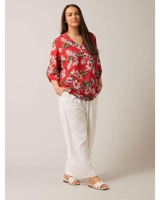 Evans Red Button Detail Blouse