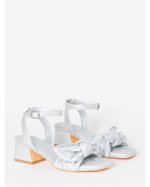 Simply Be White Extra Wide Fit Side Bow Low Block Heels
