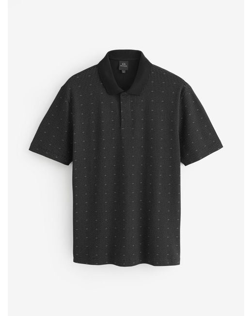 ARMANI EXCHANGE Black Regular Fit Logo Polo Shirt for men