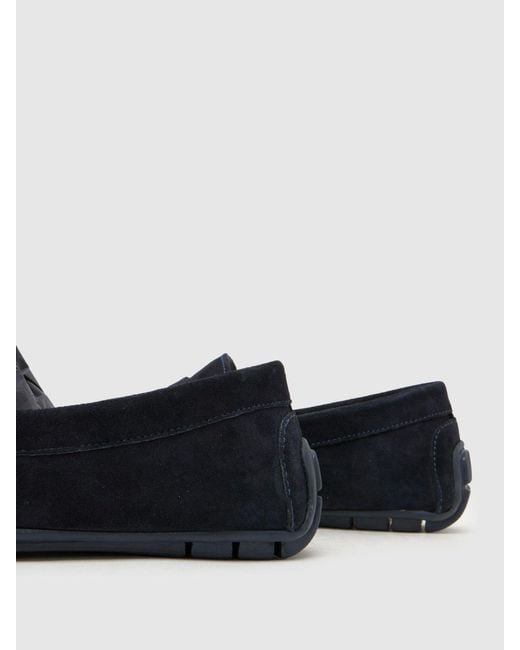 Schuh Blue Rust Suede Driver Shoes for men