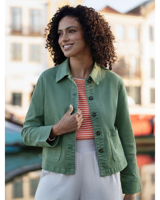 Yumi' Green Canvas Jacket With Patch Pockets